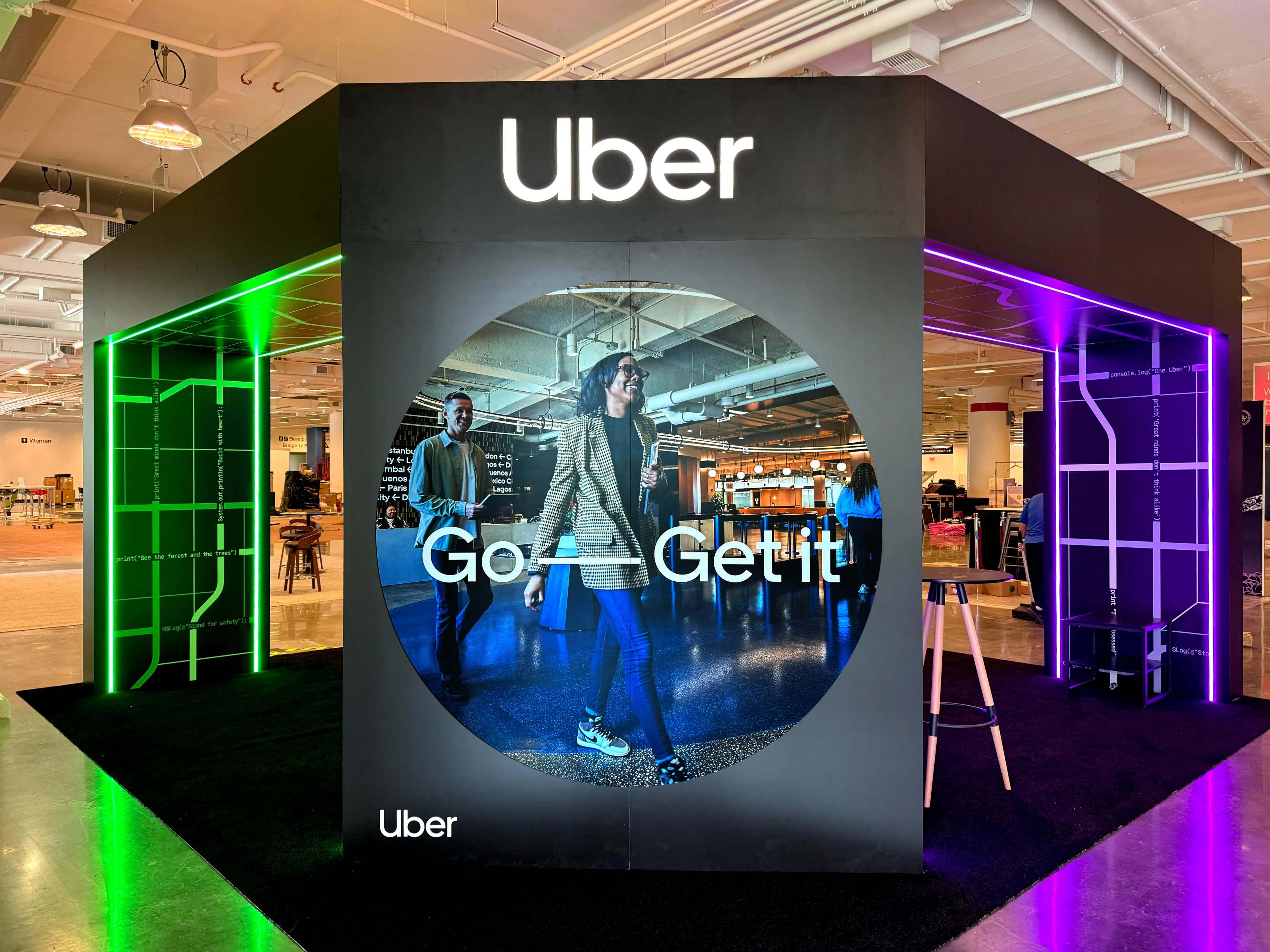 Uber DEI Booth, custom trade show booth, for Render ATL